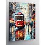 Tablomega Kanvas Tablo Yağmurda Kırmızı Tramvay