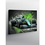 Tablomega Kanvas Tablo Yeşil F1 Yarış Arabası Aksiyonu