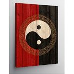 Tablomega Kanvas Tablo Yin Yang Ve Tahta Deseni