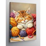 Tablomega Kanvas Tablo Yün Yumağı Ve Kedi