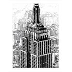 Tablomega Kara Kalem Empire State Binası Hediyelik Ahşap Tablo 25cmx 35cm