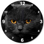 Tablomega Kara Kedi Ahşap Duvar Saati
