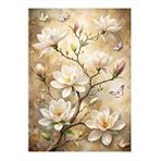 Tablomega Kelebekler Ve Beyaz Çiçekler Hediyelik Mdf Tablo 35cm X50cm