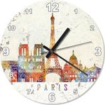 Tablomega Kıırmızı Çizgili Paris Şehir Şekilli 30x30 cm Duvar Saati