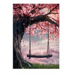 Tablomega Kiraz Ağacındaki Salıncak Hediyelik Ahşap Tablo 35cm X50cm
