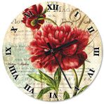 Tablomega Kırmızı Çiçek Dekoratif 30x30 cm Duvar Saati