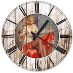 Tablomega Kırmızı Elbiseli Gil Elvgren Şekilli 50x50 cm Duvar Saati