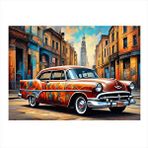 Tablomega Kırmızı Retro Klasik Araba Hediyelik Mdf Tablo 25cmx 35cm