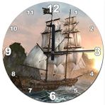 Tablomega Kırmızı Sakal Korsan Gemisi Şekilli 50x50 cm Duvar Saati