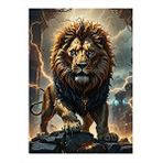 Tablomega Kızgın Aslan Hediyelik Ahşap Tablo 35cm X50cm