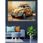 Tablomega Klasik Beetle Araba Dekoratif Kanvas - Mdf Ahşap Tablo