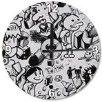 Tablomega Komik Karikatürler Ahşap 50x50 cm Duvar Saati