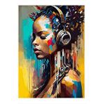 Tablomega Kulaklıkla Müzik Dinleyen Kız Dekoratif Ahşap Tablo 35cm X50cm
