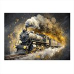 Tablomega Lokomotif Buharlı Tren Hediyelik Ahşap Tablo 25cmx 35cm