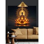 Tablomega Lotus Çiçekleriyle Buda Heykeli Dekoratif Kanvas - Mdf Ahşap Tablo