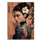 Tablomega Lotus Çiçekli Yakuza Kız Hediyelik Mdf Tablo 25cmx 35cm
