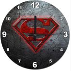 Tablomega Metal Zeminde Süpermen Logo Akarlı 30x30 cm Duvar Saati