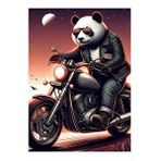 Tablomega Motorcu Panda Modern Ahşap Tablo 35cm X50cm