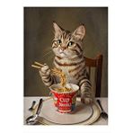 Tablomega Noodle Yiyen Tekir Kedi Mdf Poster 35cm X50cm