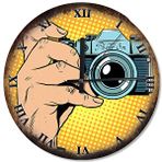 Tablomega Nostaljik Fotoğraf Makinası Baskılı 50x50 cm Duvar Saati