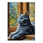 Tablomega Penceredeki Kedi Desenli Ahşap Tablo 25cmx 35cm