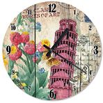 Tablomega Pizza Kulesi Ve Kelebekler Retro 30x30 cm Duvar Saati