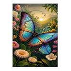 Tablomega Renkli Çiçekler Ve Kelebek Modern Ahşap Tablo 35cm X50cm