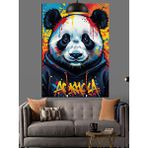 Tablomega Renkli Fonda Sweatshirt Giymiş Panda Dekoratif Kanvas - Mdf Ahşap Tablo