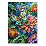 Tablomega Renkli Kelebek Ve Çiçekler Modern Ahşap Tablo 25cmx 35cm