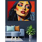 Tablomega Renkli Pop Art Kadın Dekoratif Kanvas - Mdf Ahşap Tablo