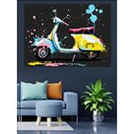 Tablomega Renkli Pop Art Vespa Dekoratif Kanvas - Mdf Ahşap Tablo