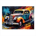 Tablomega Retro Araba Art Mdf Poster 35cm X50cm