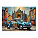 Tablomega Retro Kaplumbağa Araba Model Ahşap Tablo 25cmx 35cm