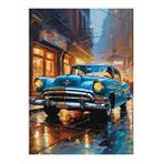 Tablomega Retro Klasik Mavi Araba Mdf Poster 25cmx 35cm