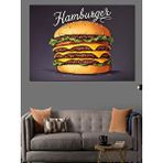 Tablomega Retro Tarzda Dev Hamburger Dekoratif Kanvas - Mdf Ahşap Tablo