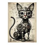 Tablomega Robotik Kedi Tasarım Ahşap Tablo 25cmx 35cm