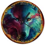 Tablomega SAAT-1240-50 Mavi Kırmızı Kurt Yüzü 50 cm Çap Duvar Saati