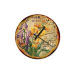 Tablomega SAAT-1426-30 Eskitilmiş Sarı Çiçek Ve Kelebek 30cm Çap Duvar Saati