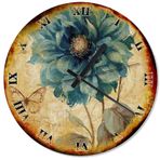 Tablomega SAAT-1454-50 Mavi Çiçek Ve Kelebek Baskılı 50cm Çap Duvar Saati