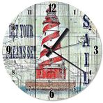 Tablomega SAAT-1456-30 Kırmızı Çizgili Deniz Feneri 30cm Çap Duvar Saati
