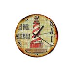 Tablomega SAAT-1457-50 Kırmızı Çizgili Deniz Feneri Çocuk Odası 50cm Çap Duvar Saati