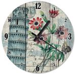 Tablomega SAAT-1460-30 Pizza Kulesi Ve Çiçekler Analog 30cm Çap Duvar Saati