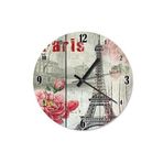 Tablomega SAAT-1547-30 Paris Eyfel Kulesi Ve Gül Özel Tasarım 30 cm Çap Duvar Saati