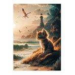 Tablomega Sahildeki Yavru Kedi Model Ahşap Tablo 25cmx 35cm