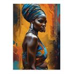 Tablomega Sarı Fon Afrikalı Kadın Modern Ahşap Tablo 25cmx 35cm
