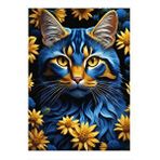 Tablomega Sarı Gözlü Mavi Kedi Hediyelik Ahşap Tablo 25cmx 35cm