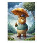 Tablomega Şemsiyeli Ayı Hediyelik Ahşap Tablo 35cm X50cm