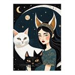 Tablomega Sevimli Kediler Ve Kız Dekoratif Ahşap Tablo 25cmx 35cm