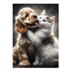 Tablomega Sevimli Köpek Ve Kedi Model Ahşap Tablo 25cmx 35cm
