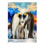 Tablomega Sevimli Penguen Ailesi Hediyelik Ahşap Tablo 35cm X50cm